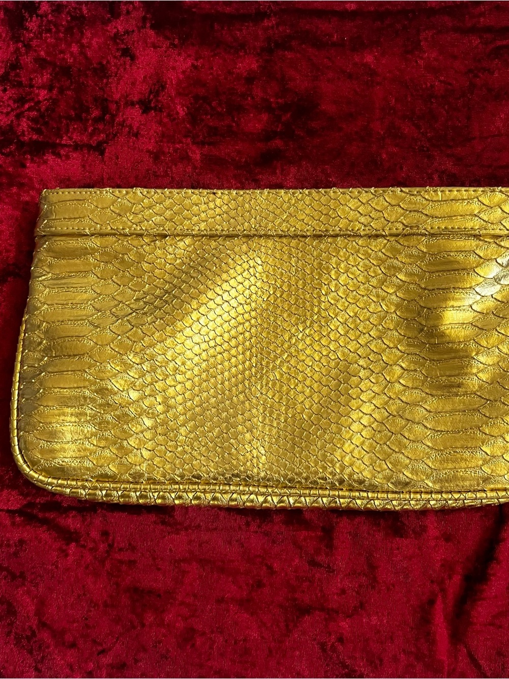 Guess Metallic Gold Python-Texture Clutch